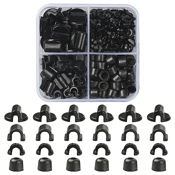 24G 4 Style AS Plastic Base Buckle Hair Findings, for Hair Tie Accessories Making, Black, 5.5~14x5.5~13.5x4~6mm, 6g/style
