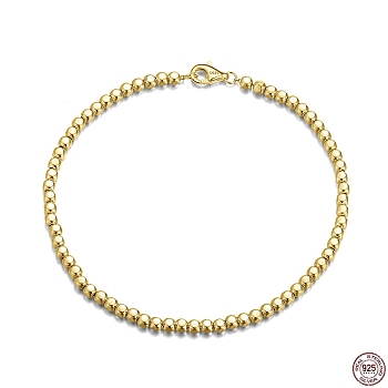 925 Sterling Silver Ball Chain Bracelets, with S925 Stamp, Golden, 6-1/2 inch(16.5cm)