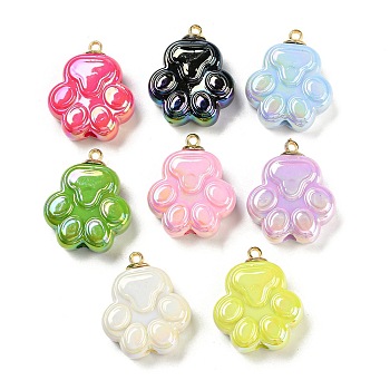 Opaque Acrylic Pendants, AB Color, Cat Paw, Mixed Color, 31.5x26.5x16mm, Hole: 1.8mm