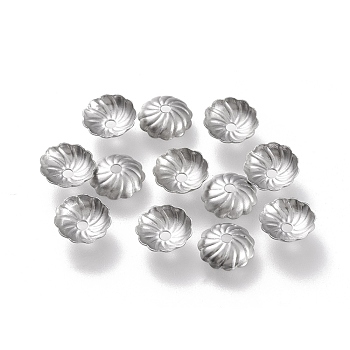 304 Stainless Steel Bead Caps, Apetalous, Flower, Stainless Steel Color, 7x7x2mm, Hole: 1.2mm
