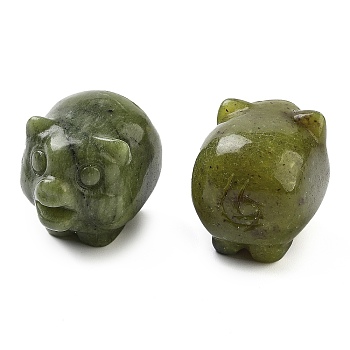 Natural Southern Jade Carved Figurines, for Home Office Desktop Decoration, Pig, 17~19x23~24.5x19.5~21mm