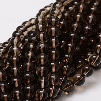 Natural Smoky Quartz Round Beads Strands, 8mm, Hole: 1mm, about 48pcs/strand, 15.7 inch