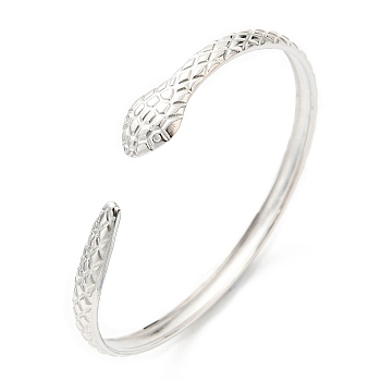 304 Stainless Steel Snake Cuff Bangle, Stainless Steel Color, Inner Diameter: 2-3/8 inch(6cm)
