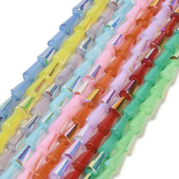 Baking Painted Glass Beads Strands, Imitation Opalite, Faceted, AB Color, Cone, Mixed Color, 4x8mm, Hole: 0.8mm, about 68pcs/strand, 21.85~22.05''(55.5~56cm)