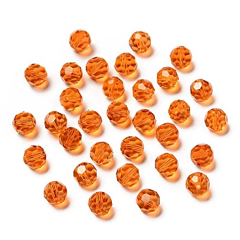 Imitation Austrian Crystal Beads, Grade AAA, K9 Glass, Faceted(32 Facets), Round, Orange Red, 6mm, Hole: 0.7~0.9mm