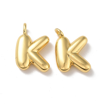 Brass Pendants, Real 18K Gold Plated, Letter K, 19x13.5x4.7mm, Hole: 3.2mm