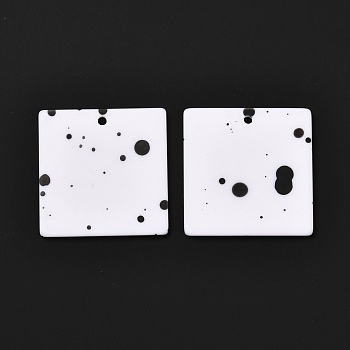 Airspay Painted Acrylic Pendants, Square, White, 29.5x29.5x2mm, Hole: 2mm