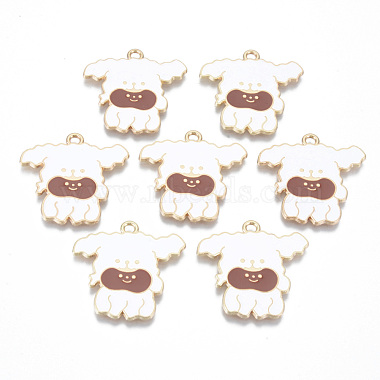 Light Gold White Dog Alloy+Enamel Pendants