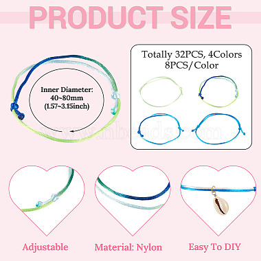 32Pcs 4 Colors Nylon Thread Bracelets Making(BJEW-TAC0068)-3