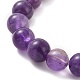 Bracelets extensibles en perles d'améthyste naturelle et d'alliage de tête de bouddha(BJEW-JB09420-01)-3