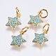 Brass Micro Pave Cubic Zirconia Charms(RB-I077-21G-RS)-1