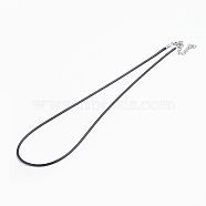 Korean Waxed Polyester Cord Necklace Making, with Brass Lobster Claw Clasps and Iron Extender Chain, Platinum, 17.7 inch(45cm), 2mm(NJEW-G284-02P)