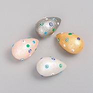 Paint Sprayed Shell Pearl Beads, with Enamel, Textured, teardrop, with Evil Eye, Mixed Color, 24~25.5x15.5~16.5mm, Hole: 1mm(BSHE-I010-09)