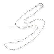 304 Stainless Steel Link Chain Necklaces, Curb Chain Necklaces, with 304 Stainless Steel Clasps, Stainless Steel Color, 17.6 inch(44.8cm), 1.5mm(X-NJEW-F248-16A-P)