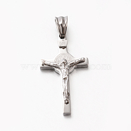 Easter Theme Hot Unisex 201 Stainless Steel Crucifix Cross Pendants, Stainless Steel Color, 30x17x6mm, Hole: 5x5.5mm(STAS-F010-24P)