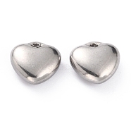 304 Stainless Steel Charms, Heart, Stainless Steel Color, 8x8x3mm, Hole: 0.8mm(STAS-O143-10P)