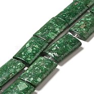 Natural Calcite Beads Strands, Dyed, Rectangle, Green, 25x18x6mm, Hole: 1.2mm, about 15pcs/strand, 15.67''(39.8cm)(G-I339-01B)