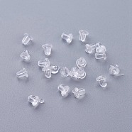 Plastic Ear Nuts, Earring Backs, Clear, 4x4mm, Hole: 0.5mm(KY-G006-04-E)