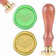 DIY Scrapbook, Brass Wax Seal Stamp and Wood Handle Sets, Oak Leaf, Golden, 8.9x2.5cm, Stamps: 25x14.5mm(AJEW-WH0100-524)