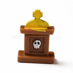 Halloween Theme Opaque Resin Cabochons, for Jewelry Making, Tombstone, Skull, 33x14x24mm(RESI-K019-002H)