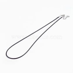 Korean Waxed Polyester Cord Necklace Making, with Brass Lobster Claw Clasps and Iron Extender Chain, Platinum, 17.7 inch(45cm), 2mm(NJEW-G284-02P)
