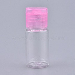 PET Plastic Empty Flip Cap Bottles, with Pink PP Plastic Lids, for Travel Liquid Cosmetic Sample Storage, White, 2.3x5.65cm, Capacity: 10ml(0.34 fl. oz).(MRMJ-K002-A02)