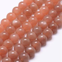 Natural Sunstone Beads Strands, Grade A, Round, 7~8mm, Hole: 1mm, about 48~55pcs/strand, 15.3 inch(39cm)(G-J363-10-8mm)