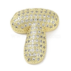 Rack Plating Brass Micro Pave Clear Cubic Zirconia Pendants, Lead Free & Cadmium Free, Long-Lasting Plated, Letter T, 24.5x20.5x6mm, Hole: 4.5mm(X-KK-R163-05T-G)