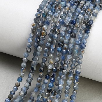 Natural Kyanite Cyanite Disthene Beads Strands, Round, Faceted, 3mm, Hole: 0.6mm, about 129~130pcs/strand, 15.24''(38.7~39.5cm)