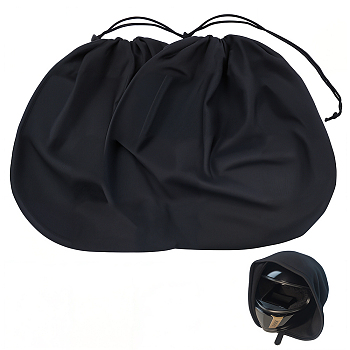 Rectangle Polyester Velveteen Cloth Dustproof Drawstring Bags for Helmets, Black, 43.5x46x0.5cm