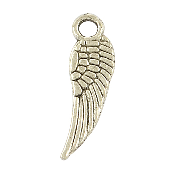 Tibetan Style Alloy Wing Charms, Lead Free & Cadmium Free & Nickel Free, Antique Silver, 17x5x1mm, Hole: 2mm, about 2530pcs/1000g