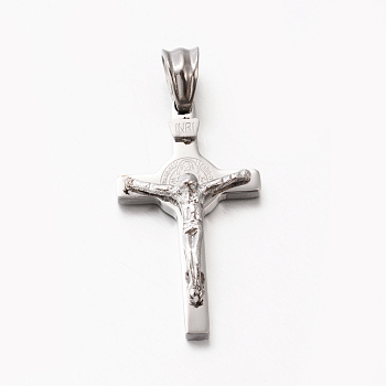 Easter Theme Hot Unisex 201 Stainless Steel Crucifix Cross Pendants, Stainless Steel Color, 30x17x6mm, Hole: 5x5.5mm