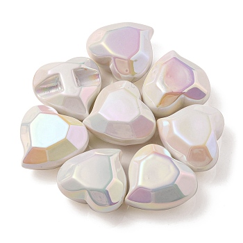 UV Plating Rainbow Iridescent Acrylic Beads, Heart, White, 22x23x13mm, Hole: 3.5mm