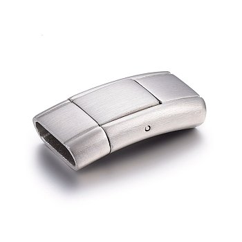 304 Stainless Steel Magnetic Clasps, Curved Rectangle, Stainless Steel Color, 24x13x5mm, Hole: 3.5x11mm