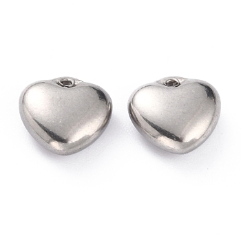 304 Stainless Steel Charms, Heart, Stainless Steel Color, 8x8x3mm, Hole: 0.8mm