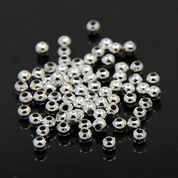 Plating Plastic Acrylic Round Beads, Silver Plated, 5mm, Hole: 1mm, about 7000pcs/pound