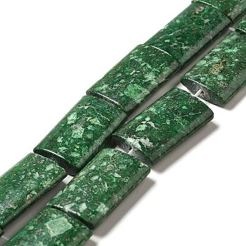 Natural Calcite Beads Strands, Dyed, Rectangle, Green, 25x18x6mm, Hole: 1.2mm, about 15pcs/strand, 15.67''(39.8cm)