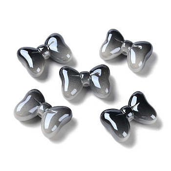 Gradient Color Opaque Acrylic Beads, Bowknot, Black, 28x20.5x10mm, Hole: 2.5mm