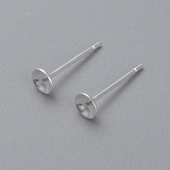 304 Stainless Steel Stud Earring Findings, Silver, 14x6mm, Pin: 0.8mm