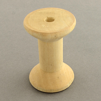 Wooden Empty Spools for Wire, Thread Bobbins, Lead Free, Moccasin, 45x26~30mm, Hole: 7mm