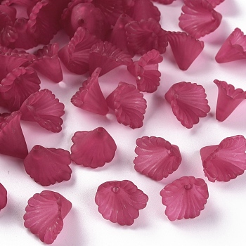 Frosted Acrylic Bead Caps, Flower, Camellia, 12x12x9mm, Hole: 1.2mm, about 1700pcs/500g