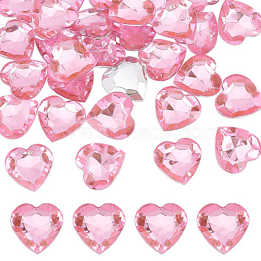 Pink Heart Acrylic Rhinestone Cabochons
