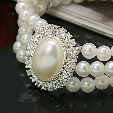 Gift for Valentines Day to Girlfriend Acrylic Pearl Wedding Bracelets(BJEW-E041-4)-2