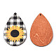 Gros pendentifs en bois imprimé tournesol simple face(WOOD-TAC0021-01B)-1