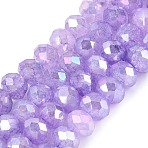 Dyed Crackle Imitation Jade Glass Beads Strands, Rondelle, AB Color Plated, Faceted, Lilac, 6x4.5~5mm, Hole: 0.9~1.4mm, about 76~81pcs/strand, 13.98~15.16 inch(35.5~38.5cm)(EGLA-Q131-02B-05)