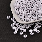 Acrylic Beads, with Horizontal Hole, Letter, Flat Round, Letter Z, 7x4mm, Hole: 1.2~1.8mm, about 3500pcs/500g(PL37C9070-Z)