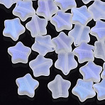 Electroplate Glass Beads, Frosted, Rainbow Plated, Star, Colorful, 8x8x4mm, Hole: 0.8~1mm(X-GLAA-N035-01-C02)