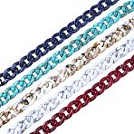 5 Strands 5 Colrs Acrylic Curb Chains, Mixed Color, 29x21x6mm, 1M/strand, 1 Strand/color(CHAC-CA0001-01)