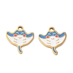 304 Stainless Steel Enamel Pendants, Ion Plating(IP), Golden, Fish Charms, 14x13x1.5mm, Hole: 1.5mm(SA-CBA7876-29G-03)