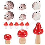 14Pcs 5 Styles Resin Hedgehog & Mushroom Display Decorations, Micro Landscape Decoration Accessories, Mixed Color, 13x20.5x11mm(DJEW-GA0001-82)